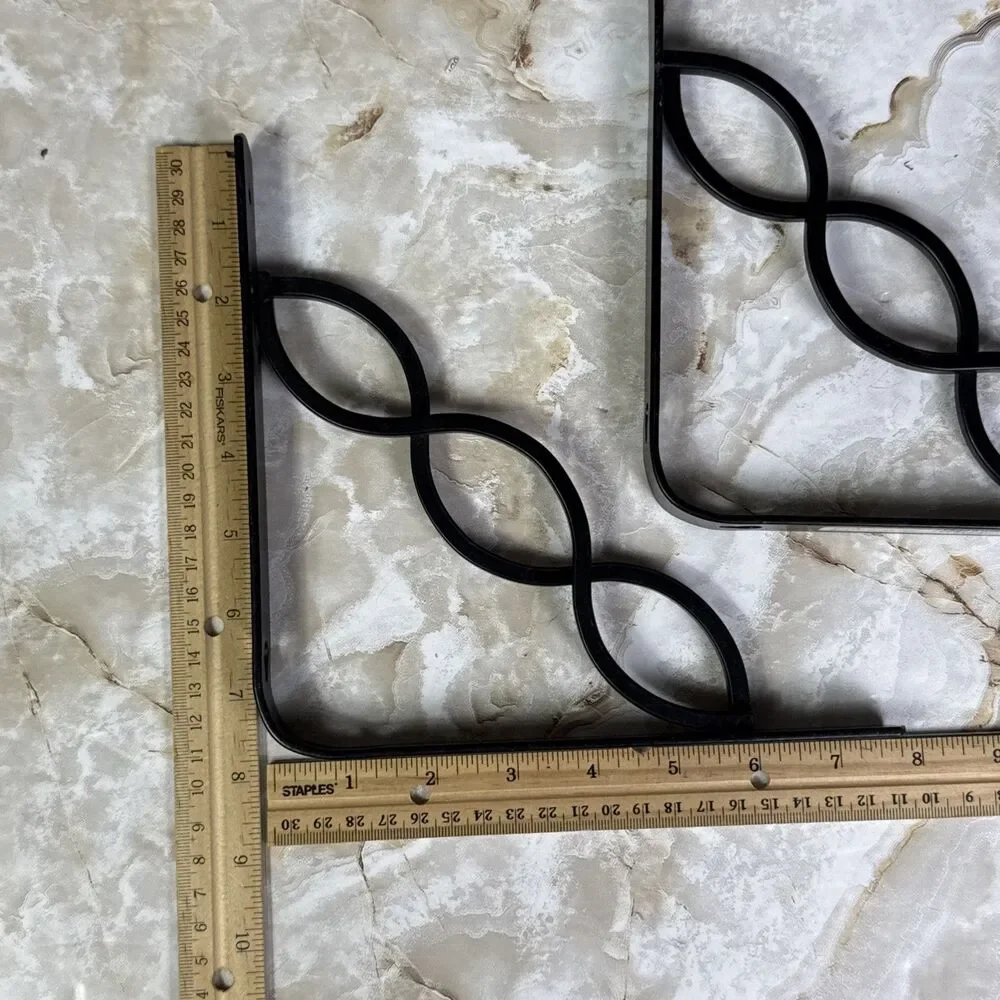 Celtic Scroll solid metal Wall Brackets - Black - 8 Inch - Set of 2